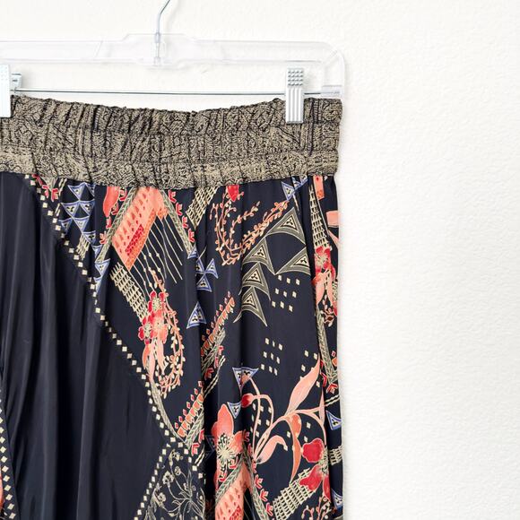 [Vintage] Dorothy Schoelen Black Dark Floral Geometric Print Maxi Skirt Size 12 - Picture 9 of 11